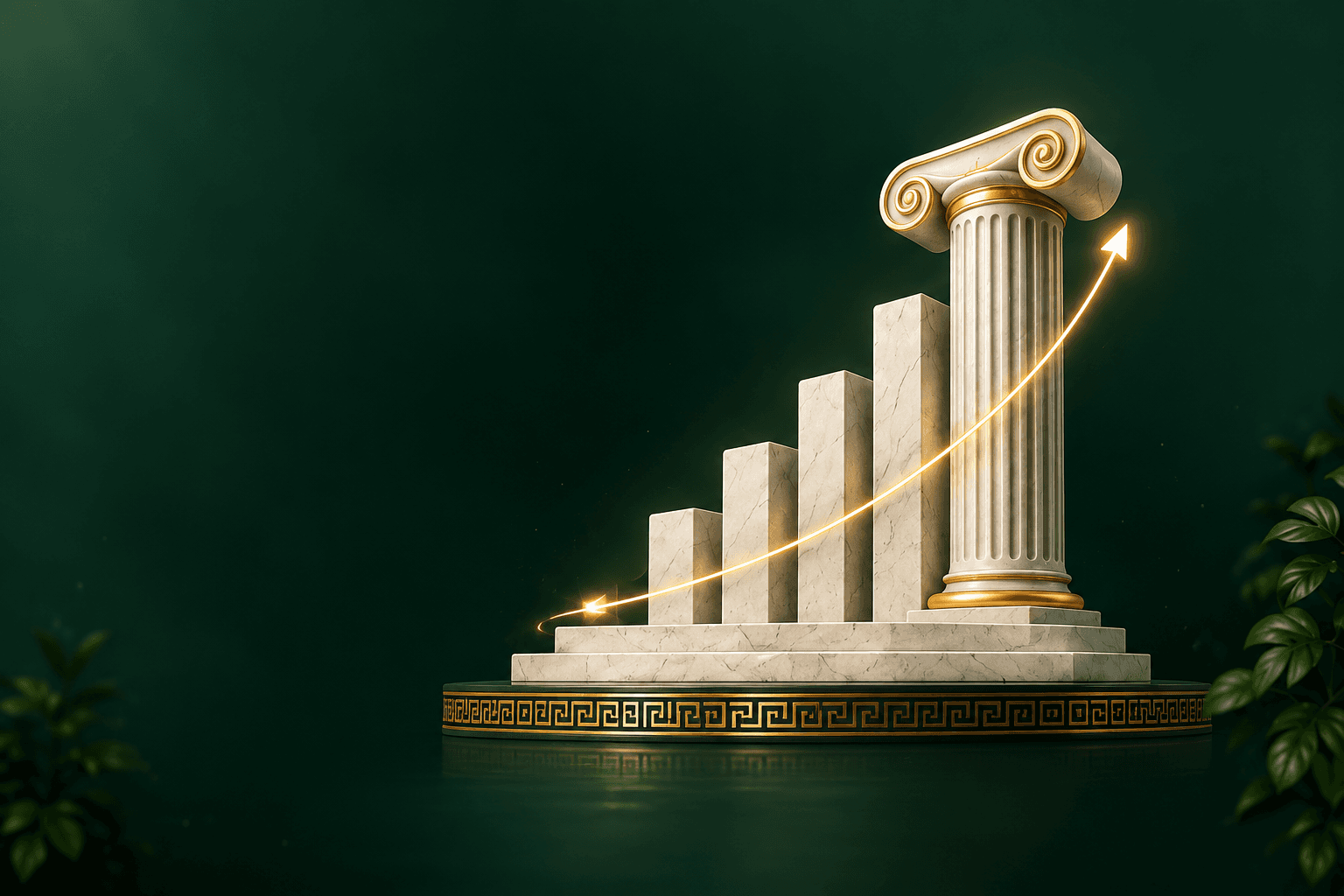 Growth Greek — ascending marble pillar chart